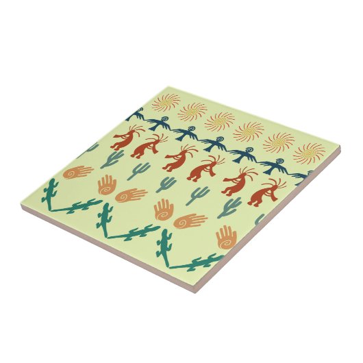 Southwest American Indian Tribal Petroglyphs Art タイル (側面)