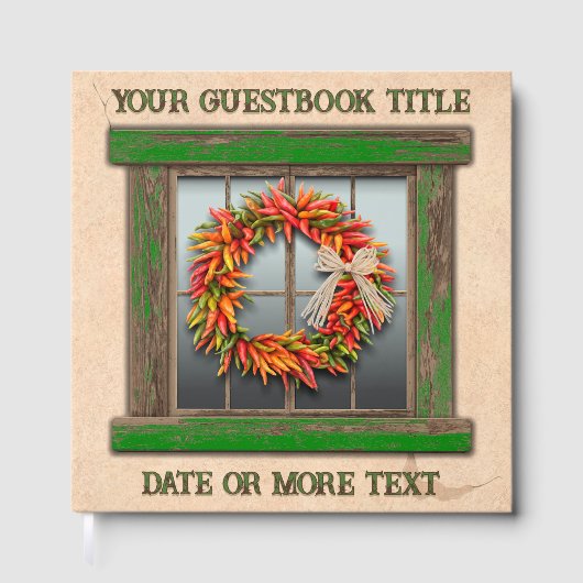 Southwest Chile Pepper Wreath Window Personalized  ゲストブック (正面)