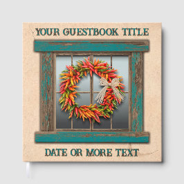 Southwest Chile Pepper Wreath Window Personalized ゲストブック