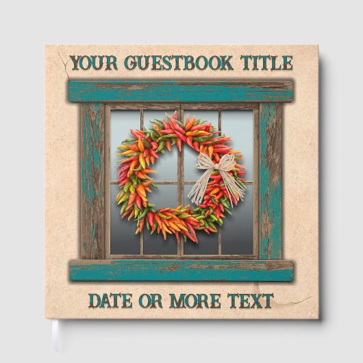 Southwest Chile Pepper Wreath Window Personalized  ゲストブック (正面)