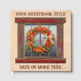 Southwest Chile Pepper Wreath Window Personalized ゲストブック