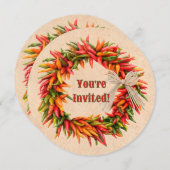Southwest Chile Ristra Wreath Custom Invitation  シーズンカード (正面/裏面)
