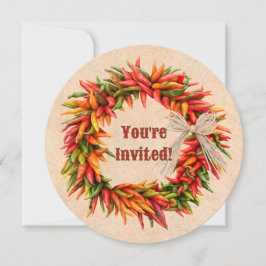 Southwest Chile Ristra Wreath Custom Invitation シーズンカード