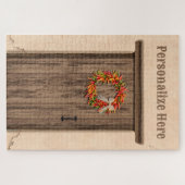 Southwest Chile Ristra Wreath Weathered Wood Door ジグソーパズル (横)