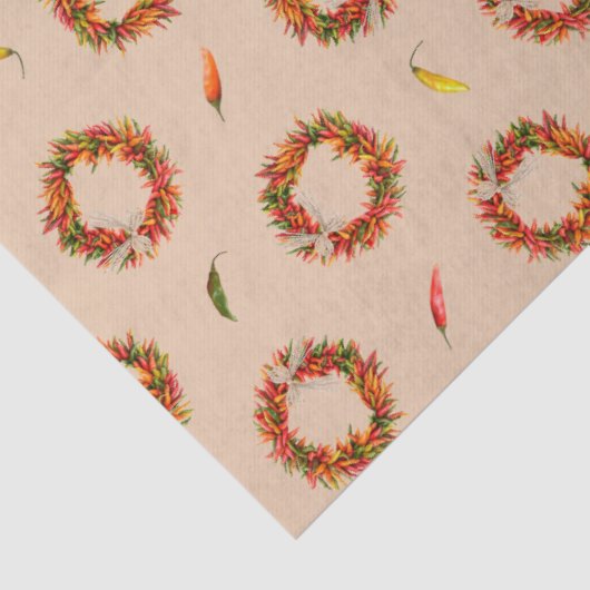 Southwest Chile Ristra Wreaths and Peppers Pattern 薄葉紙 (詳細)