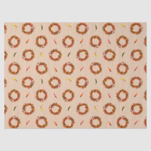 Southwest Chile Ristra Wreaths and Peppers Pattern 薄葉紙 (正面)