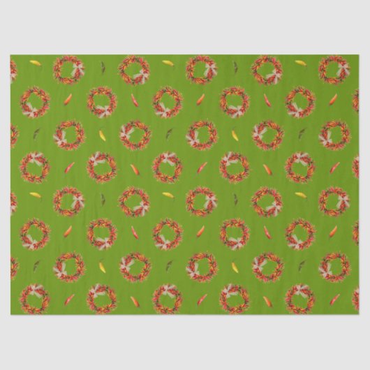 Southwest Chile Ristra Wreaths and Peppers Pattern 薄葉紙 (正面)