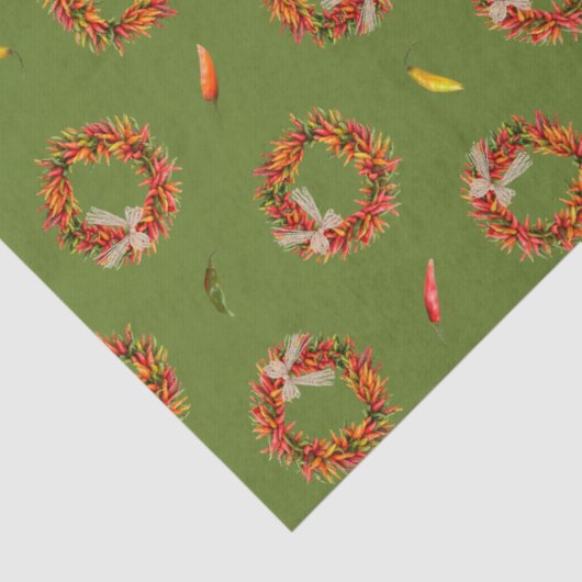 Southwest Chile Ristra Wreaths and Peppers Pattern 薄葉紙 (詳細)