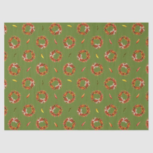 Southwest Chile Ristra Wreaths and Peppers Pattern 薄葉紙 (正面)