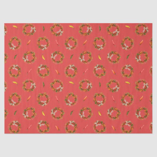 Southwest Chile Ristra Wreaths and Peppers Pattern 薄葉紙 (正面)