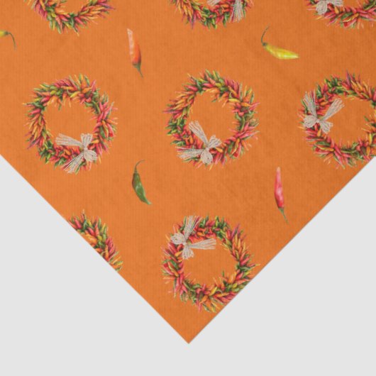 Southwest Chile Ristra Wreaths and Peppers Pattern 薄葉紙 (詳細)