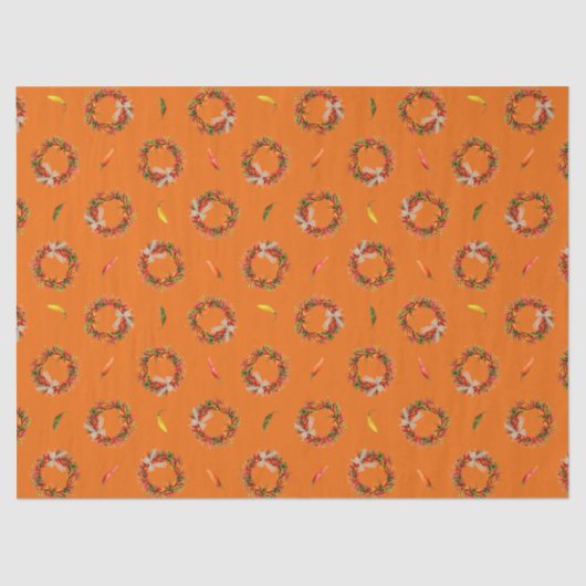 Southwest Chile Ristra Wreaths and Peppers Pattern 薄葉紙 (正面)