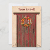 Southwest Chile Wreath Rustic Red Door Holiday 招待状 (正面)