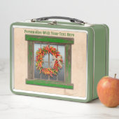 Southwest Chile Wreath Rustic Window Personalized メタルランチボックス (インサイチュ)