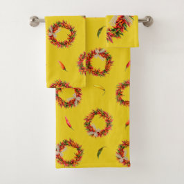 Southwest Chile Wreaths and Peppers Customizeable バスタオルセット