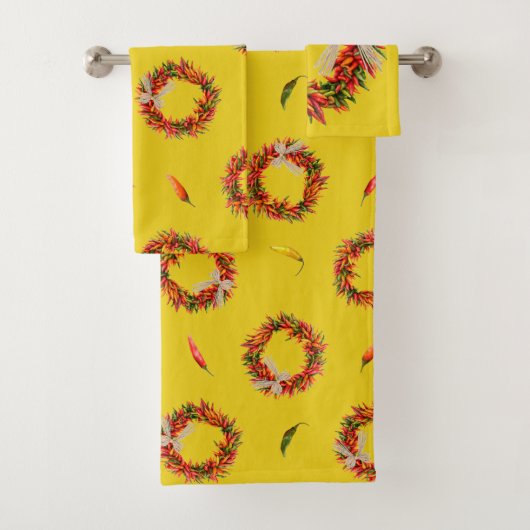 Southwest Chile Wreaths and Peppers Customizeable  バスタオルセット (インサイチュ)