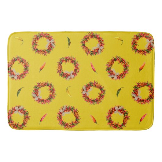 Southwest Chile Wreaths and Peppers Customizeable バスマット (正面)