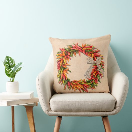 Southwest Colorful Chile Pepper Ristra Wreath  クッション (椅子)