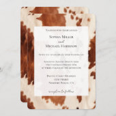 Southwest Cream Brown Cowhide Western Wedding 招待状 (正面/裏面)