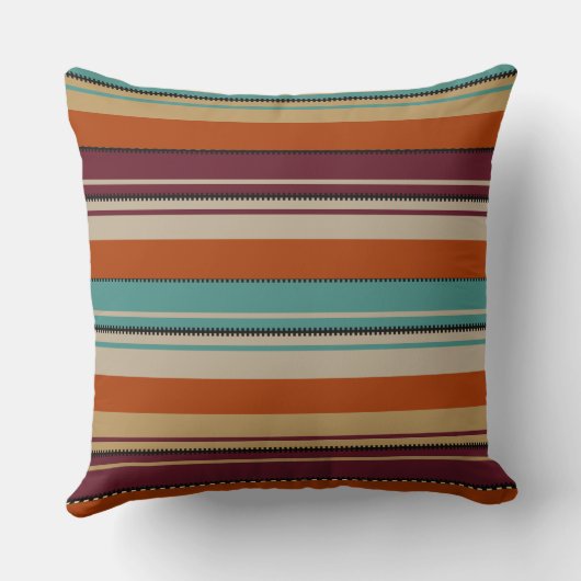 Southwest Decor Fall Shades Stripes クッション (裏面)