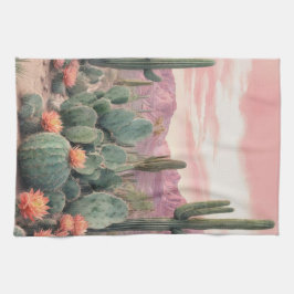 Southwest Desert Cactus Scene  キッチンタオル