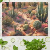 Southwest Desert Cactus Scene  キッチンタオル (折り畳み)