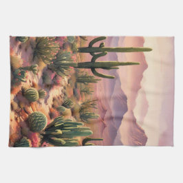 Southwest Desert Cactus Scene  キッチンタオル