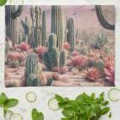 Southwest Desert Cactus Scene  キッチンタオル (折り畳み)