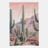 Southwest Desert Cactus Scene  キッチンタオル (縦)