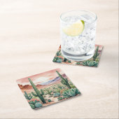 Southwest Desert Cactus Scene  スクエアペーパーコースター (インサイチュ)