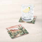 Southwest Desert Cactus Scene  スクエアペーパーコースター (インサイチュ)