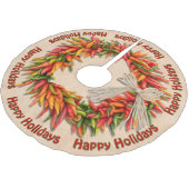 Southwest Festive Chile Ristra Wreath Personalized ブラッシュドポリエステルツリースカート (アングル)