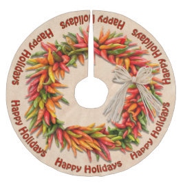 Southwest Festive Chile Ristra Wreath Personalized ブラッシュドポリエステルツリースカート