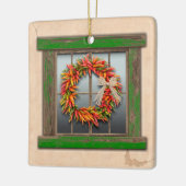 Southwest Festive Chile Wreath Window Personalized セラミックオーナメント (左)
