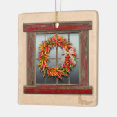 Southwest Festive Chile Wreath Window Personalized セラミックオーナメント (左)