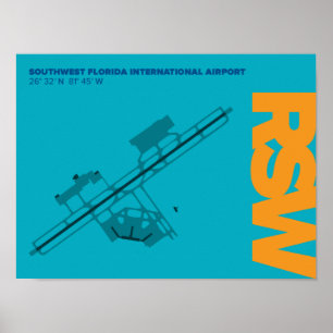Southwest Florida Airport (RSW) Airport Diagram ポスター