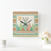 Southwest Geo II|野生で自由 スクエア壁時計 (ホーム)