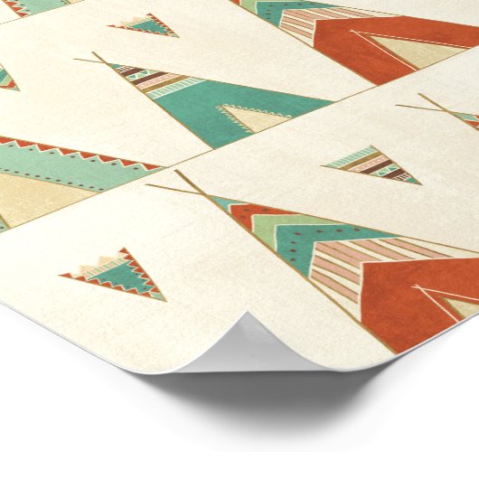 Southwest Geo Step | Geometric Teepee Pattern ポスター (角)