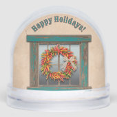 Southwest Holiday Chile Wreath Window Personalized (正面)