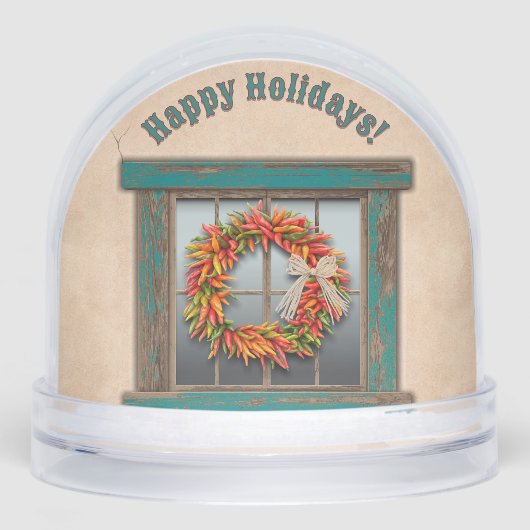 Southwest Holiday Chile Wreath Window Personalized (正面)