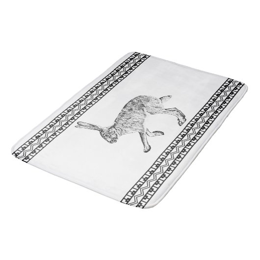 Southwest Jackrabbit Minimalist Black and White バスマット (アングル)