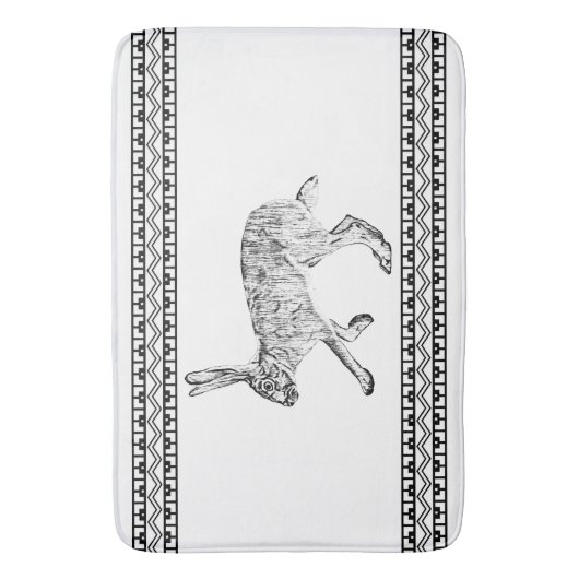 Southwest Jackrabbit Minimalist Black and White バスマット (正面縦)