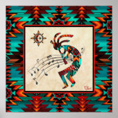 Southwest Kokopelli Playing The Flute Poster ポスター (正面)