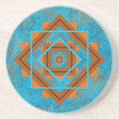 Southwest Mountain Peaks Turquoise Geometric コースター (正面)