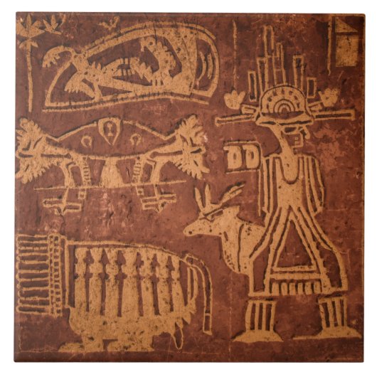 Southwest Native American Petroglyh  タイル (正面)