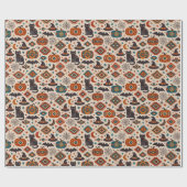 Southwest Orange Pumpkin Halloween  ラッピングペーパー (フラット)