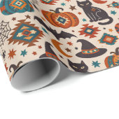 Southwest Orange Pumpkin Halloween  ラッピングペーパー (ロールコーナー)