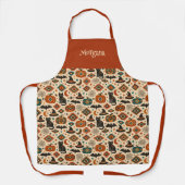 Southwest Orange Pumpkin Name Halloween  エプロン (正面)