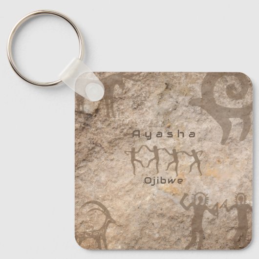 Southwest Petroglyhs Custom Tribe/Name キーホルダー (正面)