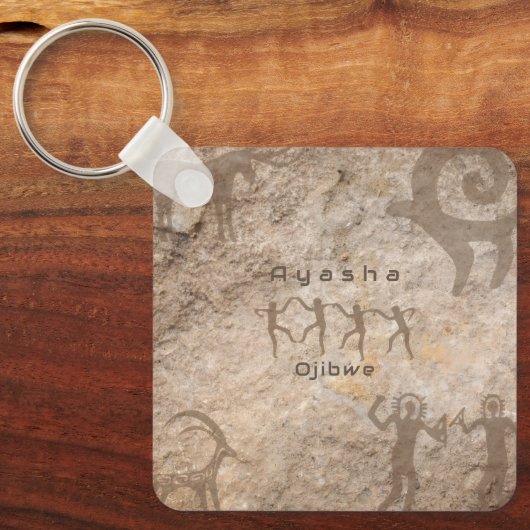 Southwest Petroglyhs Custom Tribe/Name キーホルダー (正面)